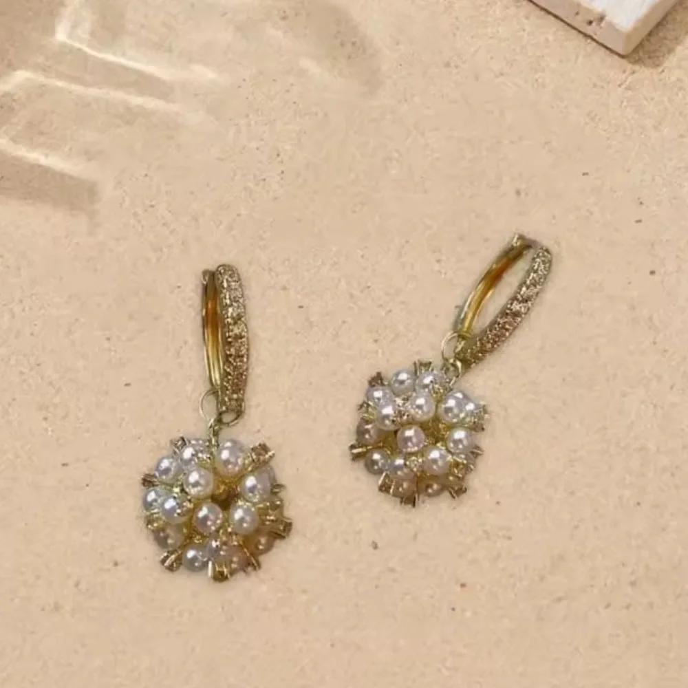 Anthropologie Gold Pearl Drop Earrings